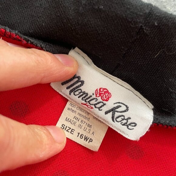 Vintage Monica Rose USA Red Black Polka Dot Sweater Cardigan Jacket Womens L/XL - Picture 9 of 12